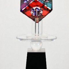 SOLD 8931 Shlomi Haziza Lucite Cube Sculpture