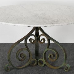 SOLD 8682 Cast Iron and Marble Patio Garden Table