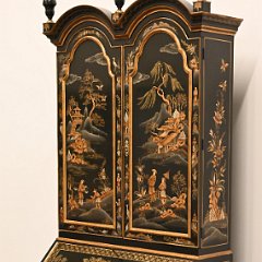 9170 Baker Chinoiserie Ebony Chippendale Style Secretary