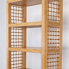 9190 Rattan and Wood Shelving Unit