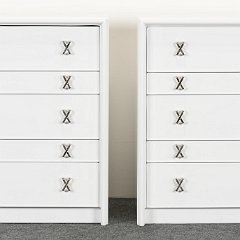 SOLD 8732 Paul Frankl Pair of White Chests