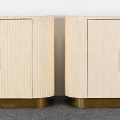 SOLD 9143 Enrique Garcel Pair of Bone Nightstands