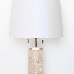 8593 Robsjohn Gibbings Tan White Brown Marble Lamp