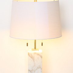 SOLD 8592 Robsjohn Gibbings White Cream Marble Lamp