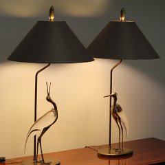 SOLD Chapman Glass Brass Egret Lamps