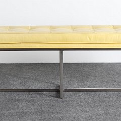 SOLD 8636 Ethan Allen Leather and Steel Bench