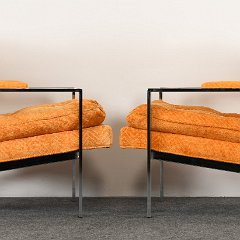 SOLD 8917 Pair of Cy Mann Chrome Lounge Chairs