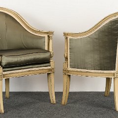 SOLD 9012 French Directoire Pair of Barrel Chairs