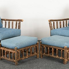 SOLD 9014 Old Hickory Pair of Asheville Chairs and Ottomans