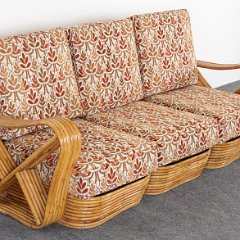 SOLD Paul Frankl Style Bamboo Rattan Sectional Sofa
