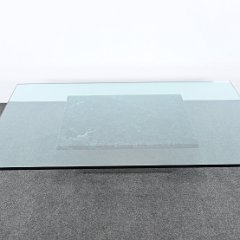 9151 Brueton or Pace Stainless Steel Marble Coffee Table