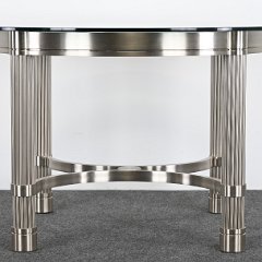 9183 Ron Seff Brushed Stainless Steel Dining Table