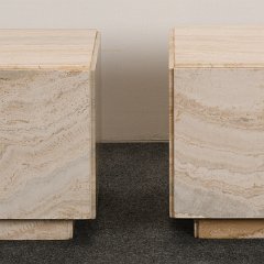 SOLD Pair of Travertine End Side Tables