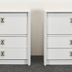 SOLD Paul Frankl White Italian Lacquer Bed Side Tables