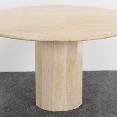 SOLD Roche Bobis Style Round Italian Travertine Dining Table